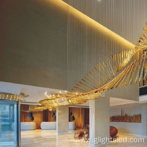 Golden glass hotel lobby modern chandelier pendant lamp